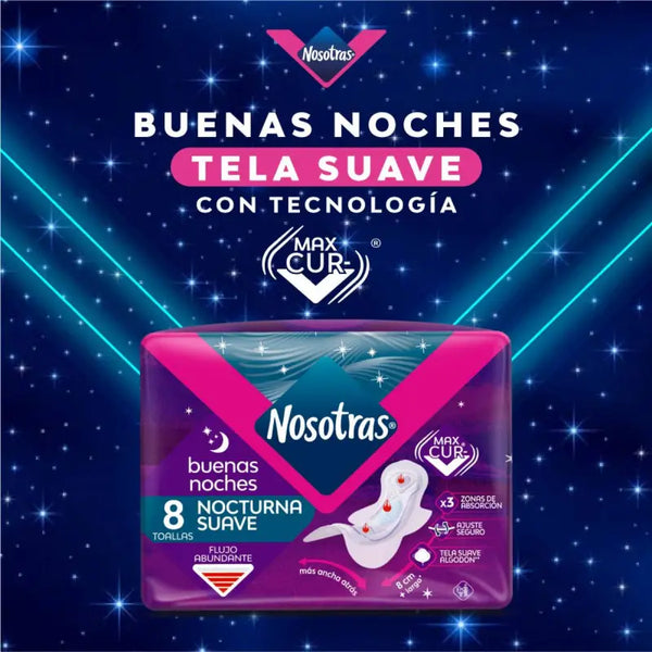 Toalla Higiénica Nosotras Buenas Noches Nocturna Suave 8 Un