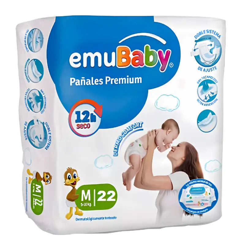 Pañales Emubaby Premium Talla M 22 unidades