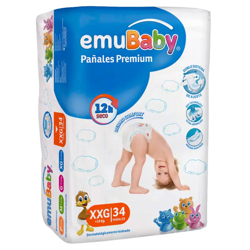Pañales Emubaby Premium Talla XXG 34 Pañales
