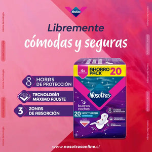 Toalla Higiénica Nosotras Buenas Noches Nocturna Suave 20 Un