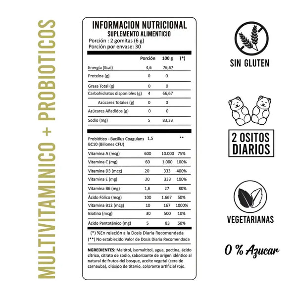 Perfect Bear Multivitamínico + Probióticos 60 Gomitas