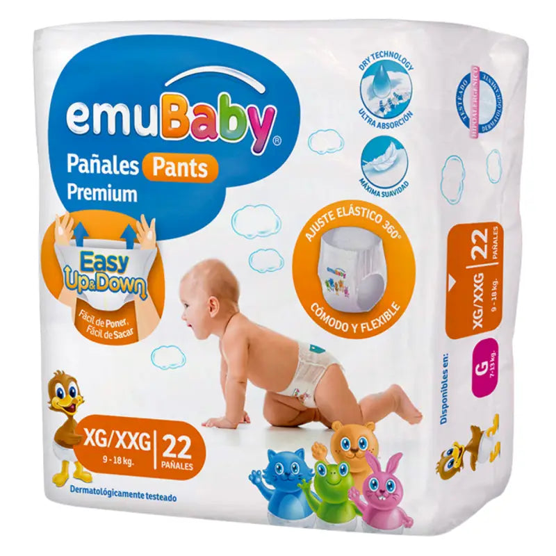 Pañal Emubaby Pants Premium Pull Up Talla XG/XXG 22 unidades