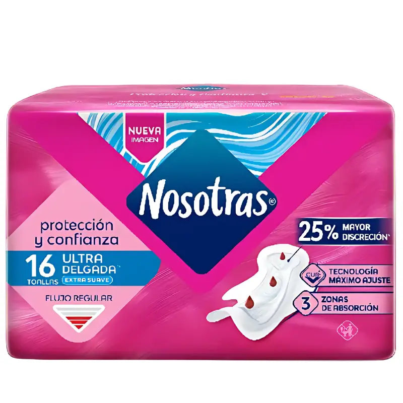 Toalla Higiénica Nosotras Ultra Invisible Tela Suave 16 Un