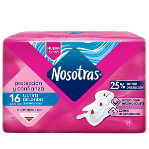 Toalla Higiénica Nosotras Ultra Invisible Tela Suave 16 Un