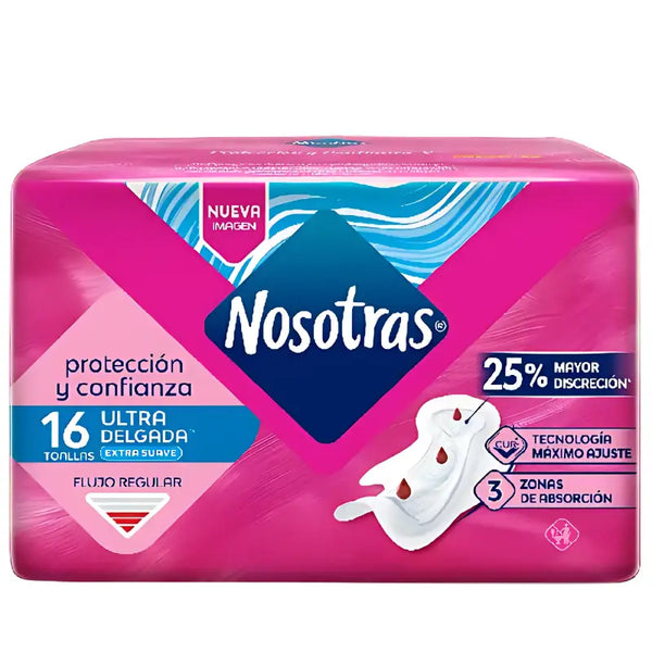 Toalla Higiénica Nosotras Ultra Invisible Tela Suave 16 Un