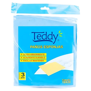 Paño Esponja Ultra Absorbente Teddy 3 Unidades