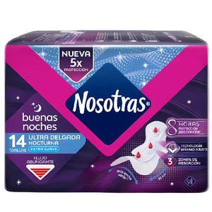 Toalla Higiénica Nosotras Buenas Noches Ultra Delgada 14 Un