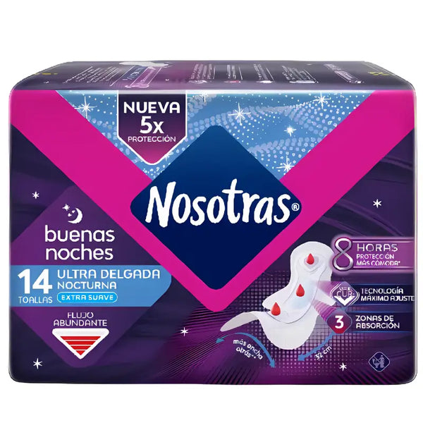 Toalla Higiénica Nosotras Buenas Noches Ultra Delgada 14 Un