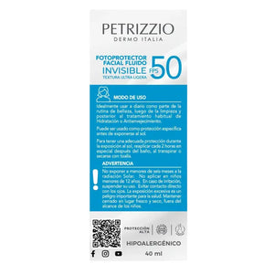 Petrizzio Fotoprotector Facial Solar Rostro Invisible Fps50