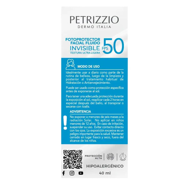Petrizzio Fotoprotector Facial Solar Rostro Invisible Fps50