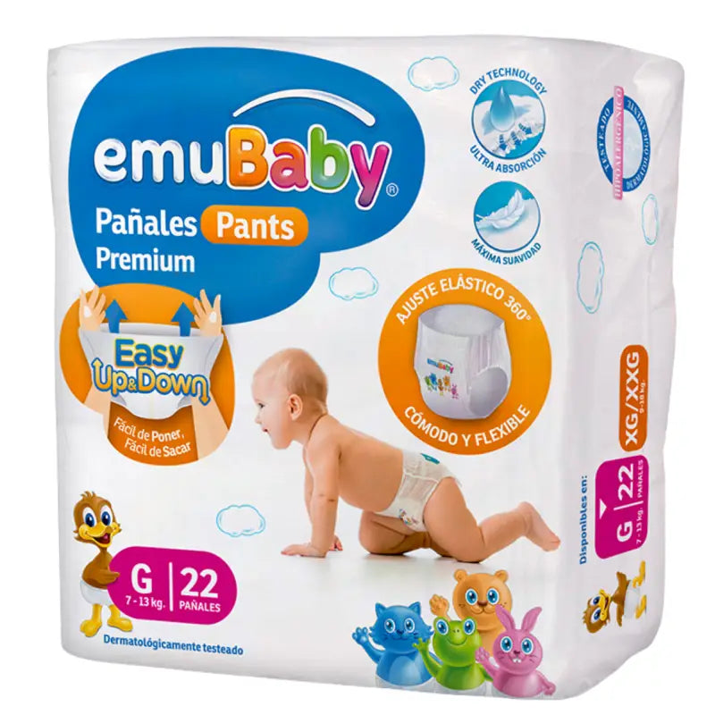 Pañal Emubaby Pants Premium Pull Up Talla G 22 unidades