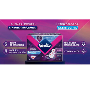 Toalla Higiénica Nosotras Buenas Noches Ultra Delgada 14 Un