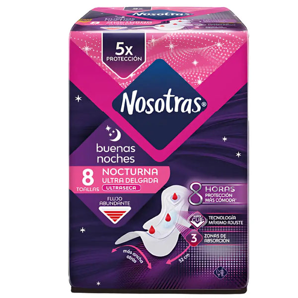 Toalla Higiénica Nosotras Buenas Noches Ultra Delgada 8 Un