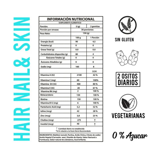 Perfect Bear Hair Nails & Skin Biotina Vitamina C 60 Gomitas