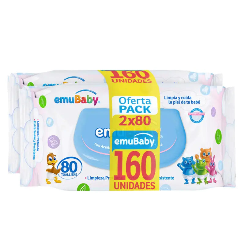 Toallitas Húmedas Emubaby Emuwipes Premium 160 Un