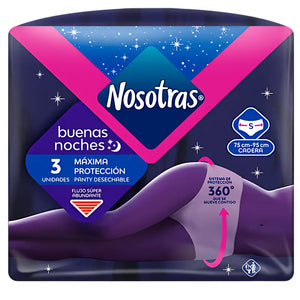 Calzón Nocturno Nosotras Máxima Protección 3 Un Talla S