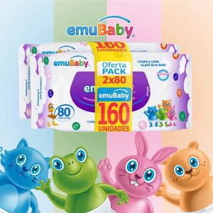 Toallitas Húmedas Emubaby Emuwipes Superior 160 Un