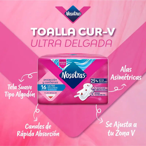 Toalla Higiénica Nosotras Ultra Invisible Tela Suave 16 Un