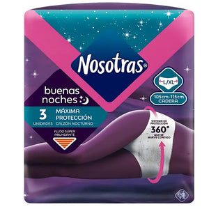 Calzón Nocturno Nosotras Máxima Protección 3 Un Talla L/xl