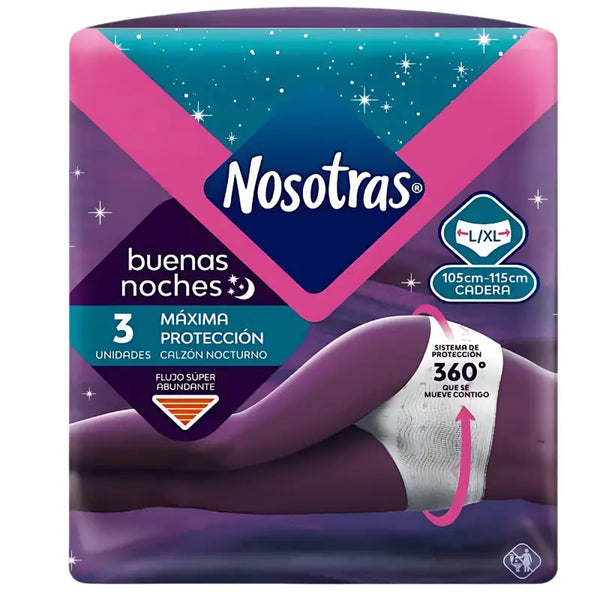 Calzón Nocturno Nosotras Máxima Protección 3 Un Talla L/xl