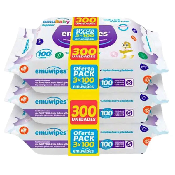 Toallitas Húmedas Emubaby Emuwipes Superior 300 Un
