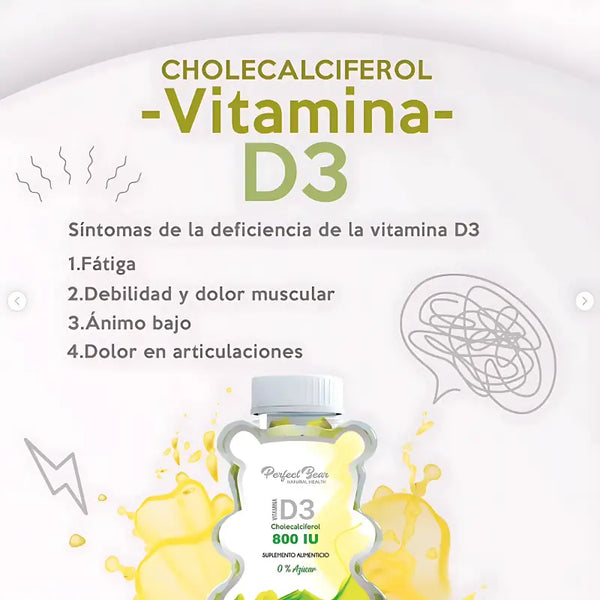 Perfect Bear Vitamina D3 800 Iu 0% Azúcar 60 Gomitas