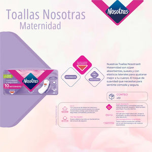 Toalla Higiénica Nosotras Maternidad Suave Sin Alas 10 Un