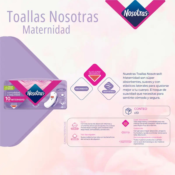 Toalla Higiénica Nosotras Maternidad Suave Sin Alas 10 Un