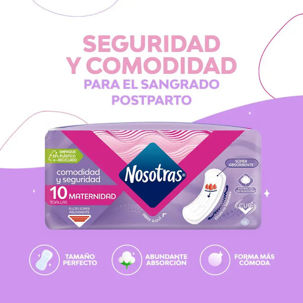 Toalla Higiénica Nosotras Maternidad Suave Sin Alas 10 Un